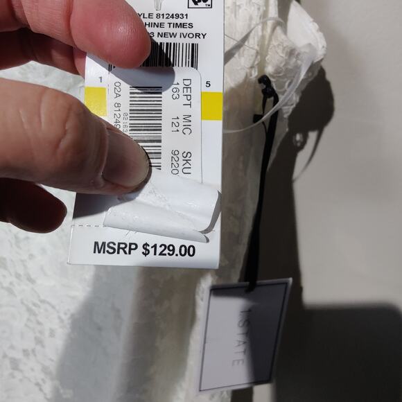 NWT 1.State Sz M Ivory Lace Cowl Neck Midi Wedding Formal Dress Adjustable Strap - Picture 5 of 8